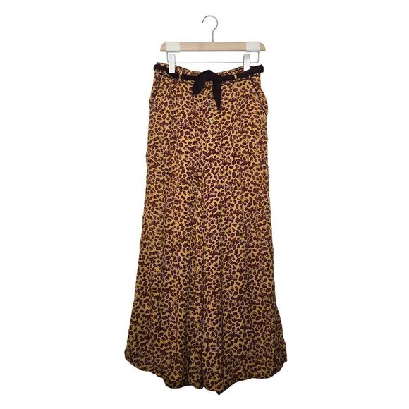 Free People Pants - Free People Pants Size 6 Viscose Bennie Wide Leg Button Fly Leopard Print